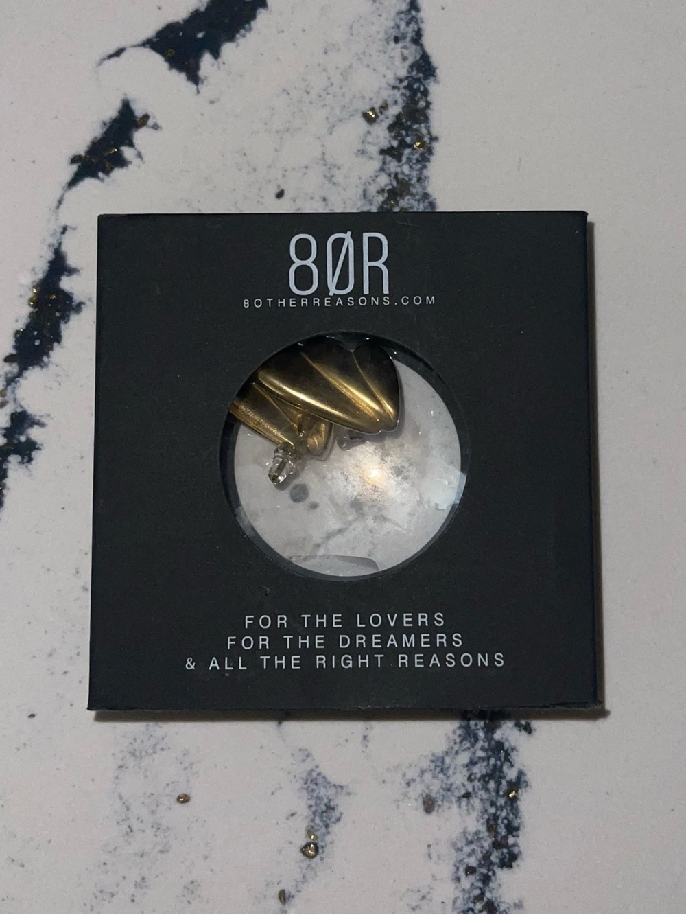 BRAND NEW 8 Other Reasons Gold Brass Heart Earrings in Black Box